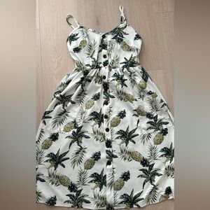 Pineapple print summer midi dress